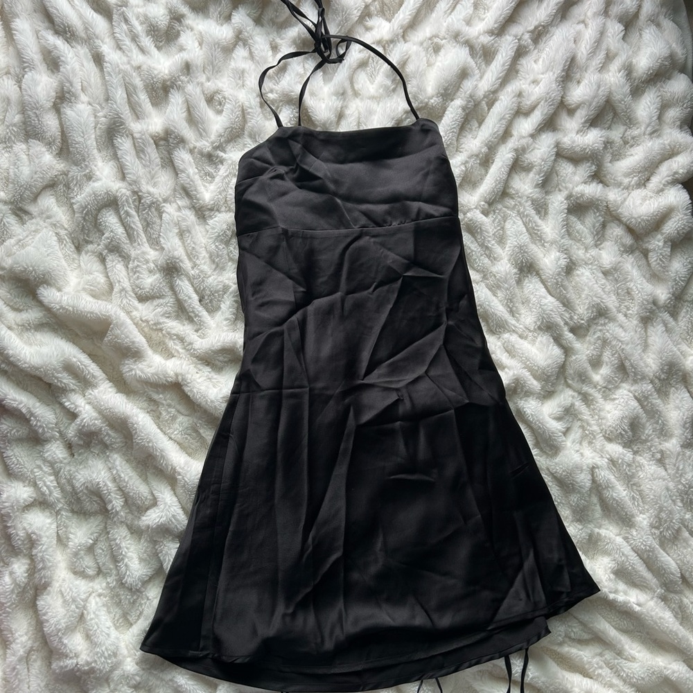 Elegant Black Satin Dress